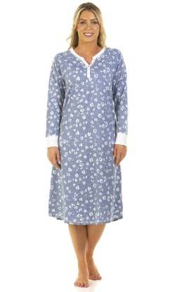 Wysteria Lane Heather Leopard Print Long Sleeve Nightdress